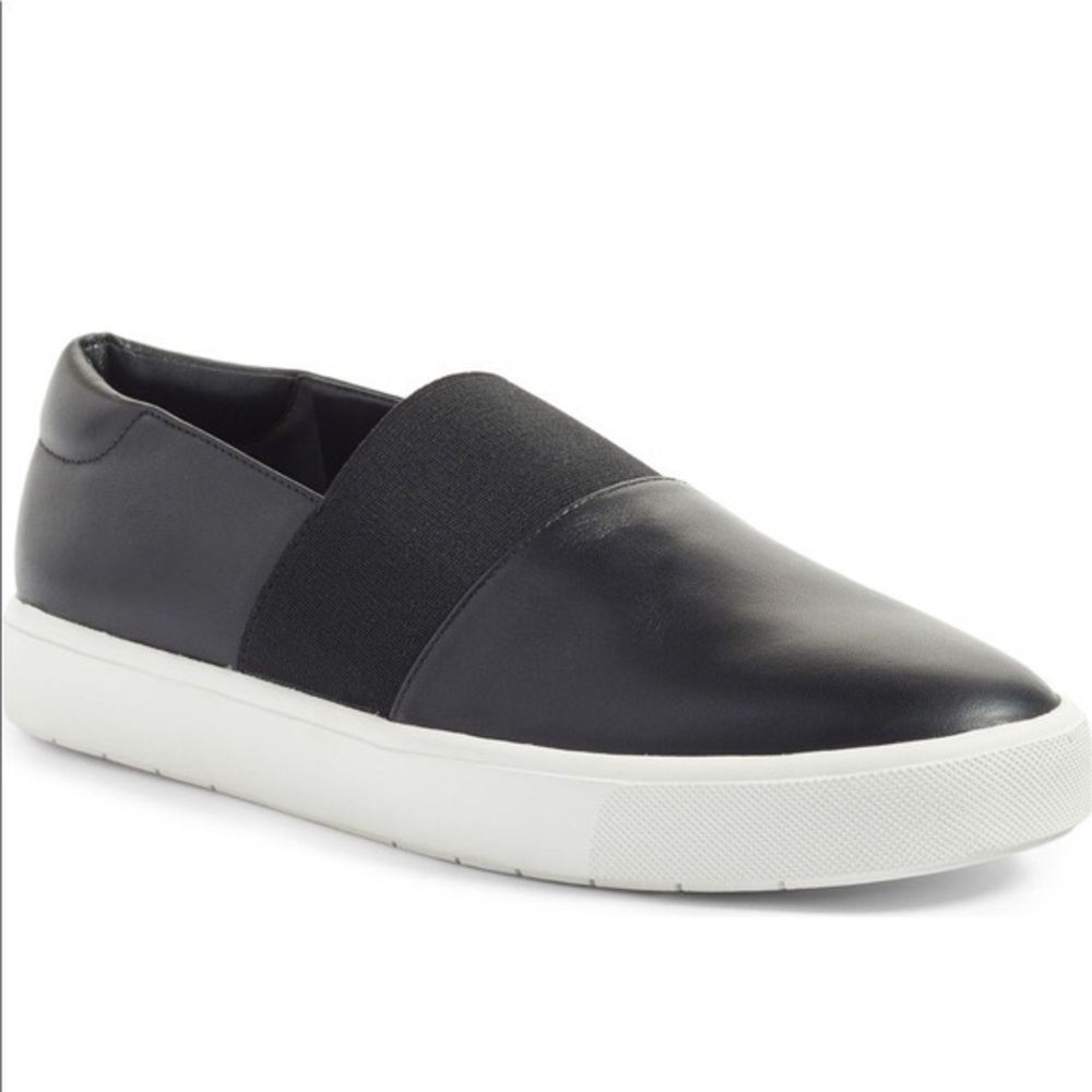 Vince Corbin Black Leather Slip On Sneaker Size 6.5